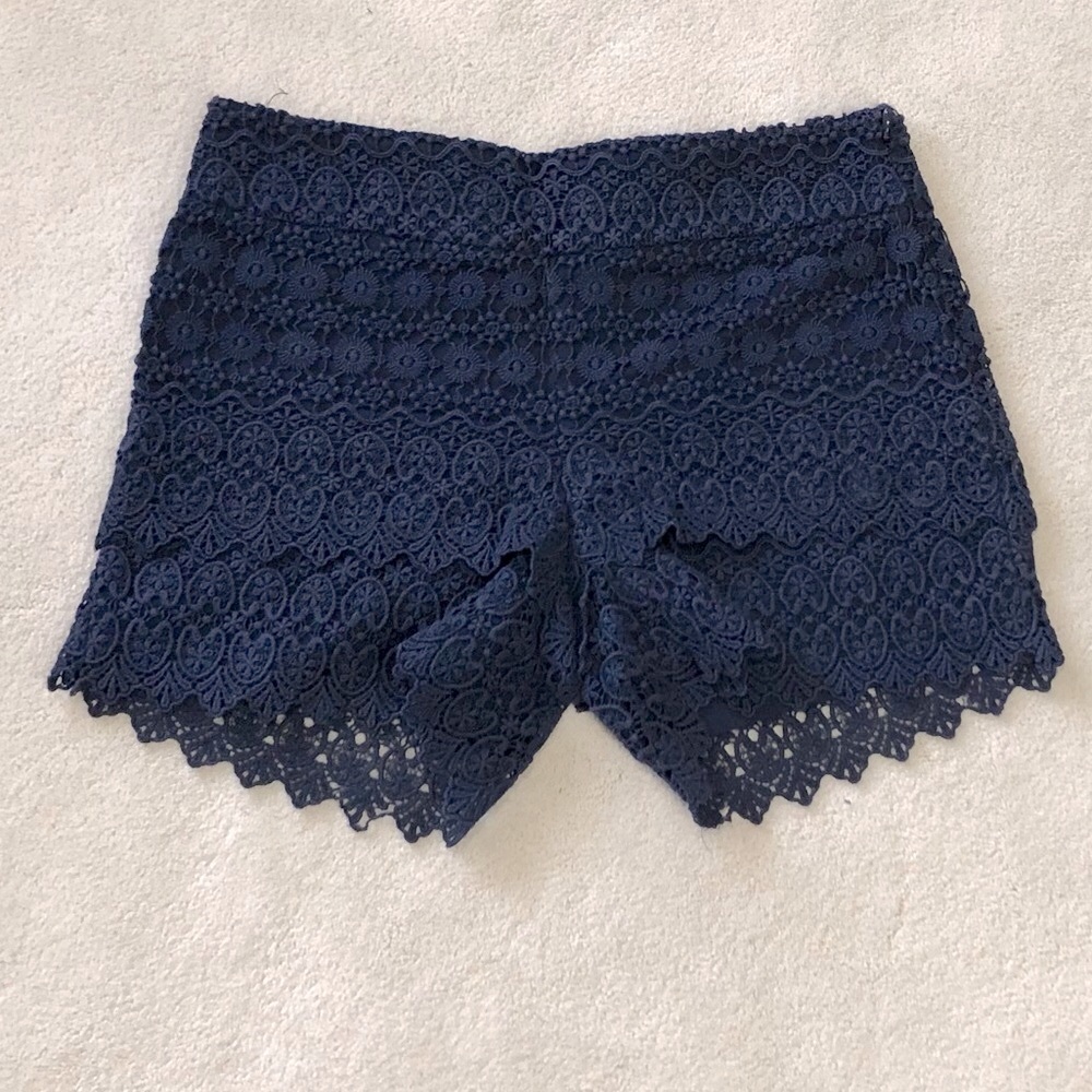 Ann Taylor LOFT Navy Crochet Riviera Shorts
